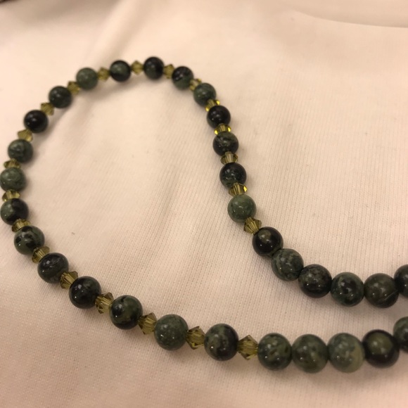 Kambaba Jasper, Pearl and Sterling Silver Necklace - Picture 7 of 8